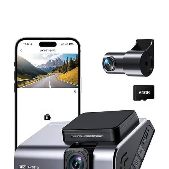 Akeeyo 4K Ultra HD 3-inch Compact Dash Cam Front and Rear Camera