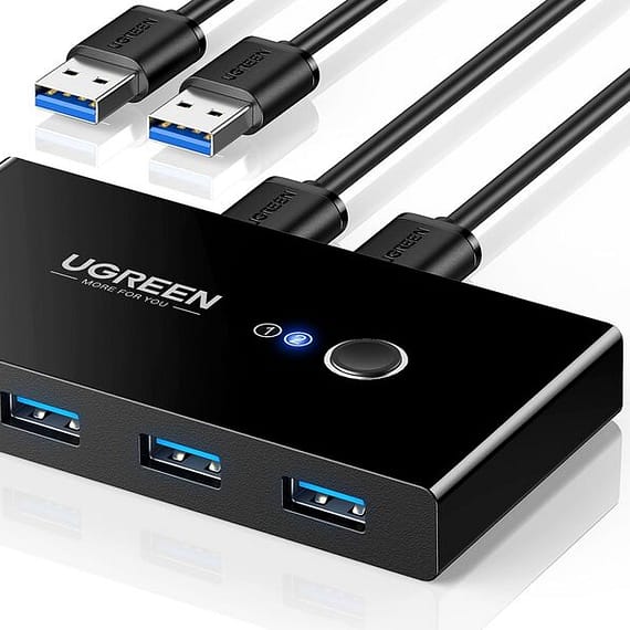 UGREEN USB KVM Switch Selector USB 3.0 Splitter 2 Computers Sharing 4 USB Devices 2 In 4 Out Switcher Box Hub