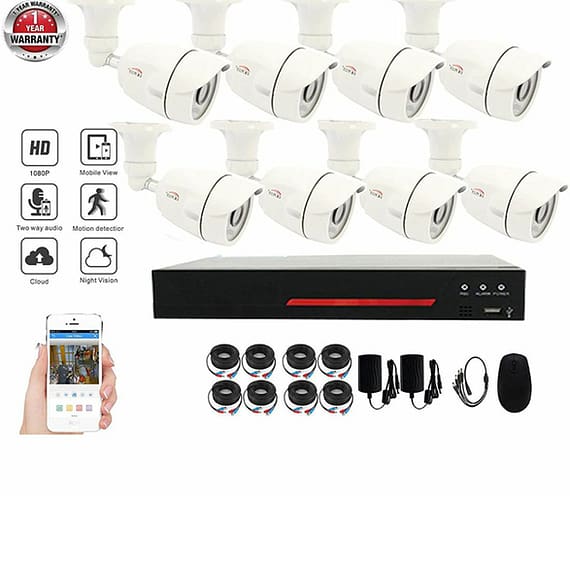 UK Plus DIY 1080P 8CH Home & Office Surveillance Security CCTV AHD Camera Kit