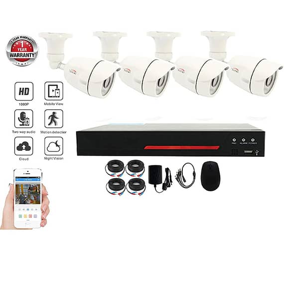 UK Plus DIY 1080p Full HD 4CH Home & Office Security Surveillance CCTV AHD Kit