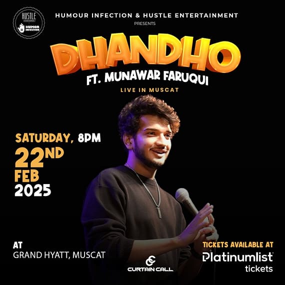 Dhandho Ft. Munawar Faruqui Live in Grand Hyatt in Muscat Comedy Events