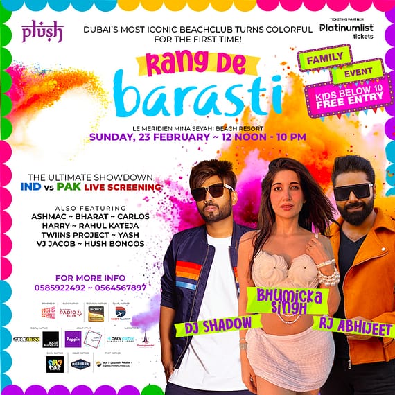 Rang De Barasti HOLI + IND vs PAK Live Screening in Dubai Concerts