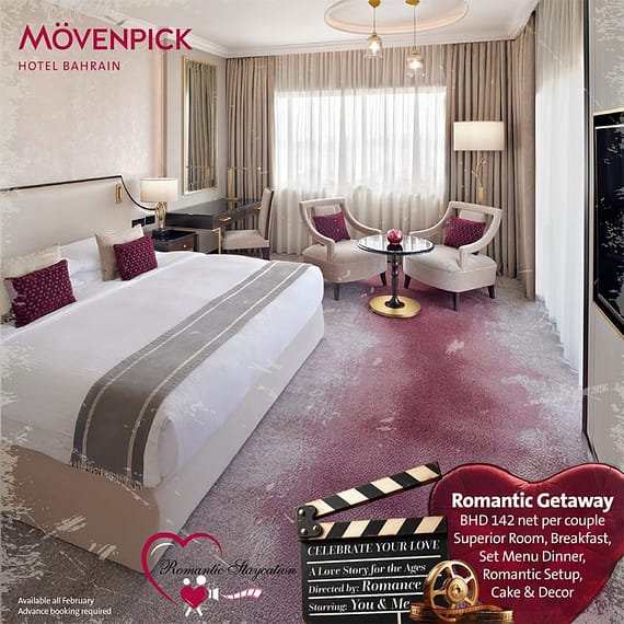 Romantic Getaway Room Package at Mövenpick Hotel Bahrain Valentine's Day Recommendations