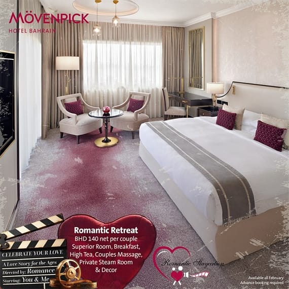 Romantic Retreat Room Package at Mövenpick Hotel Bahrain Valentine's Day Recommendations