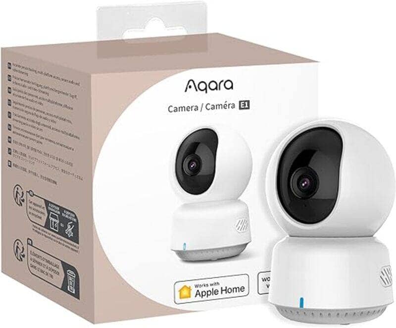 Aqara 2K Indoor Security Camera E1Pan TiltHomeKit Secure Video Indoor Camera Two-Way Audio Night Vision Person Tracking Wi-Fi 6 Plug-in Cam Supports-