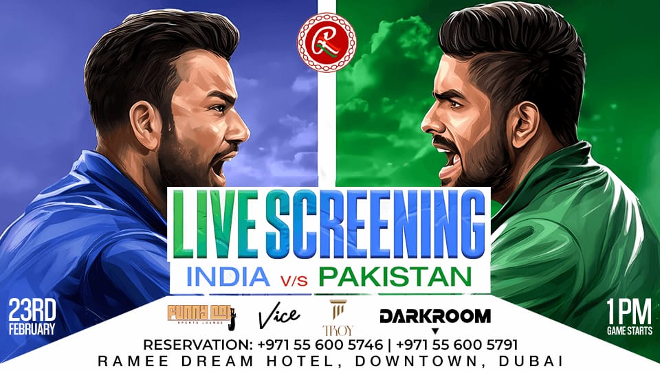 India vs. Pakistan Live Screening Sunday Cricket Match at Troy in Dubai - Screenings